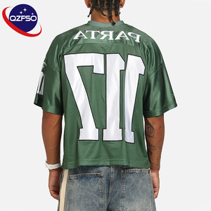 QZFSO Custom Men Vintage Satin Mesh Shirt Oversized Drop Shoulder V-neck Sporty Streetwear Authentic Blokecore Football Jersey - Product Image 2
