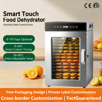 Déshydrateur alimentaire électrique en acier inoxydable avec minuterie numérique et contrôle de la température, à air chaud, certifié CE, vente directe d'usine en gros