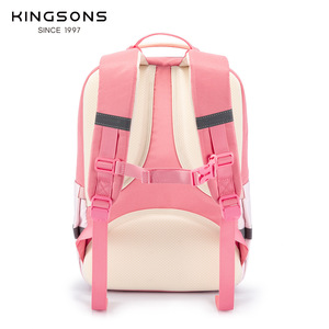 Kingsons Student Backpack Pink Large Capacity Ultralight School Bag For Girls Color Blocking Design - Product Image 1