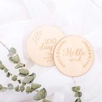 En bois bébé mensuel jalon disques grossesse annonce cartes nouveau-né naissance autocollants douche cadeau ensemble Photo accessoire
