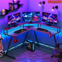 Table de jeu au design moderne et luxueux avec lumières LED et crochets pour prise de courant et grand présentoir pour un montage facile