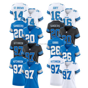 Jersey Sepak Bola Amerika Wanita Detroit 2024 Seragam Olahraga Anak Custom Logo Bordir Jahitan Pendek Pakaian Jahitan - Product Image 1