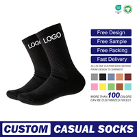 Chaussettes de sport personnalisées avec votre propre logo, en coton et bambou noir, sans minimum de commande, étiquette privée, vente en gros
