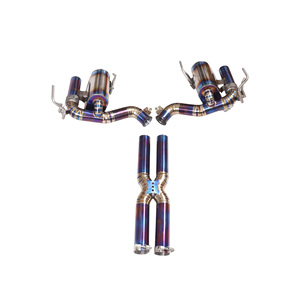 Échappement arrière en titane YT avec tube intermédiaire et tube en X optimisés, finition bleu brûlé, épaisseur 1,5 mm pour Ferrari GTC4 6.3 V12 - Product Image 1