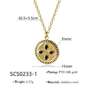 个性化Ins 18k镀金几何星太阳油滴硬币吊坠不锈钢项链套装 - Product Image 6