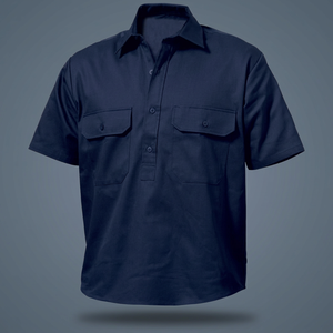 Camisas de Trabajo de Manga Corta 100% Algodón, con Características Antiarrugas y Transpirables, Opciones de Tallas Grandes, Diseño Cerrado por Delante, Uniformes - Product Image 2