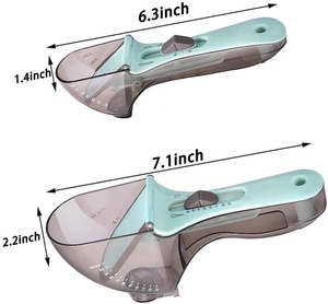 Juego <span class=keywords><strong>de</strong></span> cucharas <span class=keywords><strong>medidoras</strong></span> <span class=keywords><strong>de</strong></span> plástico con tapa para hornear, paquete <span class=keywords><strong>de</strong></span> 2 cucharas ajustables <span class=keywords><strong>de</strong></span> una pieza para medir, polvo sólido líquido - Product Image 2
