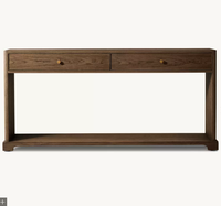 Table d'entrée GENEVIEVE en chêne massif de style mid-century avec tiroir de rangement, meuble durable pour salon et couloir