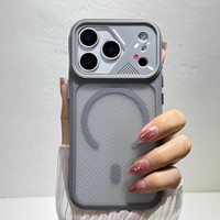 Étui de téléphone magnétique en maille respirante avec grande fenêtre pour appareil photo, 5 couleurs, anneau magnétique PC TPU pour iPhone 18 Pro Max