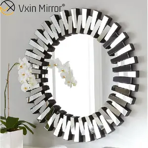 Offre Spéciale WXM-1021modern mur miroir décoration murale argent verre irrégulier pour miroir mural suspendu