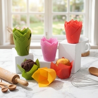 Faible MOQ Dropshipping – Moules à cupcakes tulipes en papier sulfurisé biodégradable antiadhésif, moules à muffins, outils de pâtisserie pour fêtes