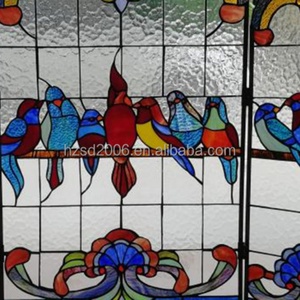 Écran de cheminée solide en verre Tiffany personnalisé directement en usine, avec oiseaux en vitrail, pour éclairage et décoration - Product Image 6
