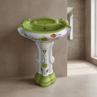 Lavabo de Cerámica Estilo Vintage Europeo, Lavabo Artístico de Lujo Hecho a Mano en China, Lavabo de Cerámica Vintage