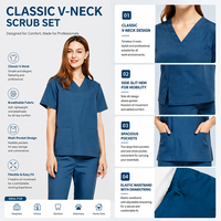 Ensemble d'uniformes médicaux ER de protection totale contre les infections à haute température avec chaussures chirurgicales, haut à col en V, pantalon et veste