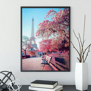 DIY 30*40cm Menara Eiffel dekorasi rumah Kit lukisan berlian bulat Penuh kualitas tinggi akrilik Modern arsitektur lukisan Berlian