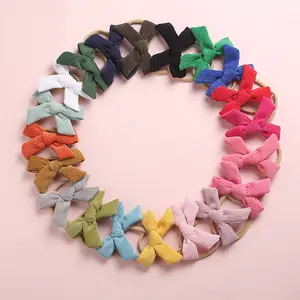 Elastic Rubber Bands Bow Cute Candy Color Corduroy Bowknot is Super Soft Nylon Hair Bands in Baby Childrens Hair Accessories