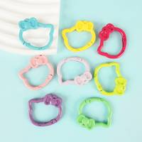 Gantungan Kunci Cincin Pegas Bunga Terbuka Ramah Lingkungan dengan Desain Kucing KT Lucu, Bahan Logam Paduan, Cetak UV, DIY Perhiasan