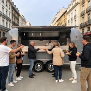 Camion à <span class=keywords><strong>pizza</strong></span> au <span class=keywords><strong>bois</strong></span> avec <span class=keywords><strong>four</strong></span> en pierre et table de préparation, pizzeria italienne mobile authentique pour fêtes privées - Product Image 1