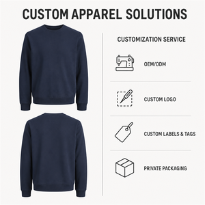 <b>Women's</b> Deep <b>Navy</b> Solid Crew Neck Sweatshirt Long Sleeve Ribbed Cuff Knitted Pullover - Product Image 2