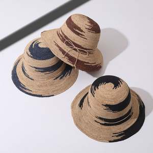หมวกสานฟางราฟเฟียถักโครเชต์สำหรับฤดูร้อน รุ่น A060403 ทำด้วยมือ ปรับขนาดได้ ปีกกว้าง เหมาะสำหรับการเดินทาง ปาร์ตี้ ตกปลา และกันแดด - Product Image 2