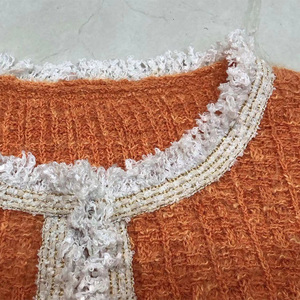 Elegant Stylish Solid Orange Color Crew Neck Open Front Pocket Long Sleeve <strong>with</strong> Tassel Women's <strong>Cardigan</strong> Sweater Jacket <strong>Clothes</strong> - Product Image 3