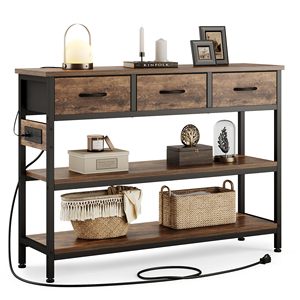 Table console moderne en bois SENYU avec 3 tiroirs pour l'arrière du canapé, idéale pour le salon, l'entrée et le rangement dans le couloir - Product Image 3