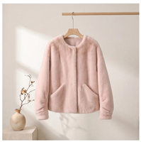 Veste en fourrure de vison véritable pour femmes, col court, manteau en fourrure, doublure 100% polyester, OEM ODM