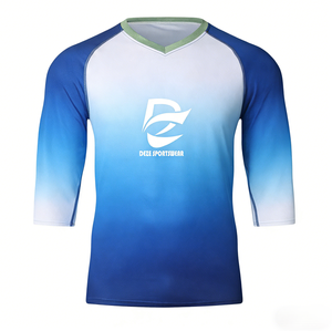 Maillot de cyclisme longue distance dégradé bleu et blanc, extensible, anti-fatigue, respirant, haut de gamme, pour longues distances, chemise exclusive, directement de l'usine - Product Image 1