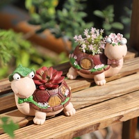 Mini-jardin de bureau en résine, thème conte de fées, tortue et maisonnette, pot de fleurs mignon pour plantes succulentes, cadeau de déménagement