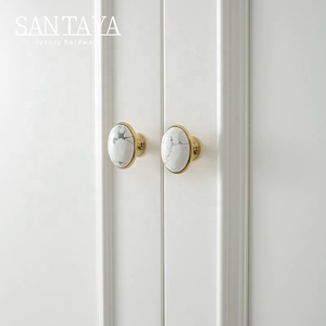 Santaya PVD <strong>Gold</strong> Brass Handles Kitchen Cabinet Pulls Bedroom Wardrobe Drawer <strong>Knobs</strong> Furniture <strong>Crystal</strong> Handle - Product Image 4