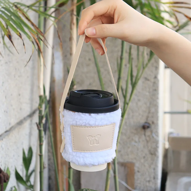 Custom Plush Coffee Cup Cover New Style Cup Holder Heat Insulation Winter Cup Sleeve