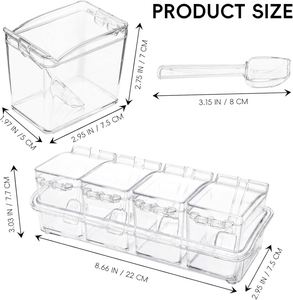 Kitchen Spice Storage Box Stackable Clear Acrylic Square <b>Canister</b> Containers <b>Set</b> with Lid Food Grade Injection Molded - Product Image 2