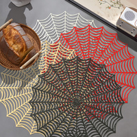 Set de table rond en PVC toile d'araignée Halloween, découpé ajouré, résistant à la chaleur et imperméable, pour décoration de table de fête d'Halloween