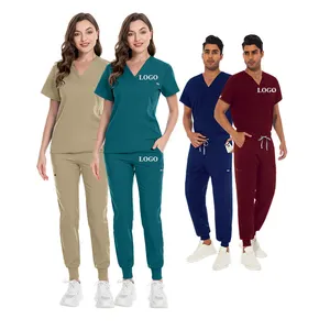 Yüksek kaliteli kısa kollu koşucu pantolonu tıbbi scuniforms üniforma hastane hemşirelik fırçalayın Unisex üniformaları erkekler kadınlar hemşire scscset