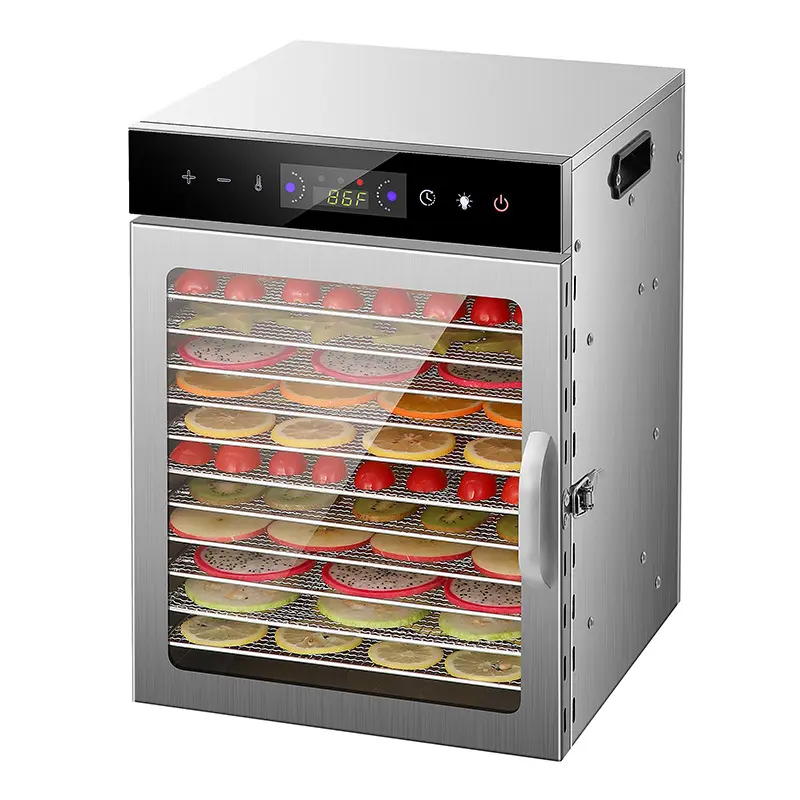12 katlı gıda kurutucu makine dijital ayarlanabilir zamanlayıcı sıcaklık kontrolü sarsıntılı et sığır meyve için sıcak kurutma tutmak
