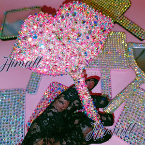Fantaisie strass princesse <span class=keywords><strong>mini</strong></span> miroir de maquillage de poche luxe diamant bling <span class=keywords><strong>l</strong></span>èvre forme cils miroir de salon - Product Image 1