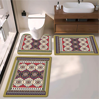 Ensemble de tapis de salle de bain 3 pièces imprimé style persan, anti-fatigue, avec mousse à mémoire de forme souple antidérapante pour la douche et les toilettes