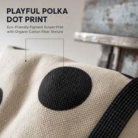 Sac fourre-tout en toile imprimé sur mesure, motif à pois noirs, sac à main en coton pour femmes, style rétro français, pour le shopping quotidien
