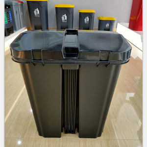 Xinbiao 80L Foot Operated <b>Twin</b> Compartment Plastic Trash Can Indoor Outdoor Blue Grey Recyclable Other Waste <b>Bin</b> - Product Image 3