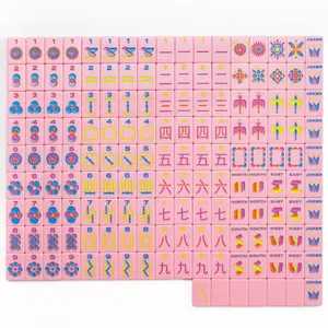 Benutzer definierte Acryl Petal Pink Mahjong Fliesen Kreative moderne Acryl Mahjong Game Set Entainment für Wohnzimmer