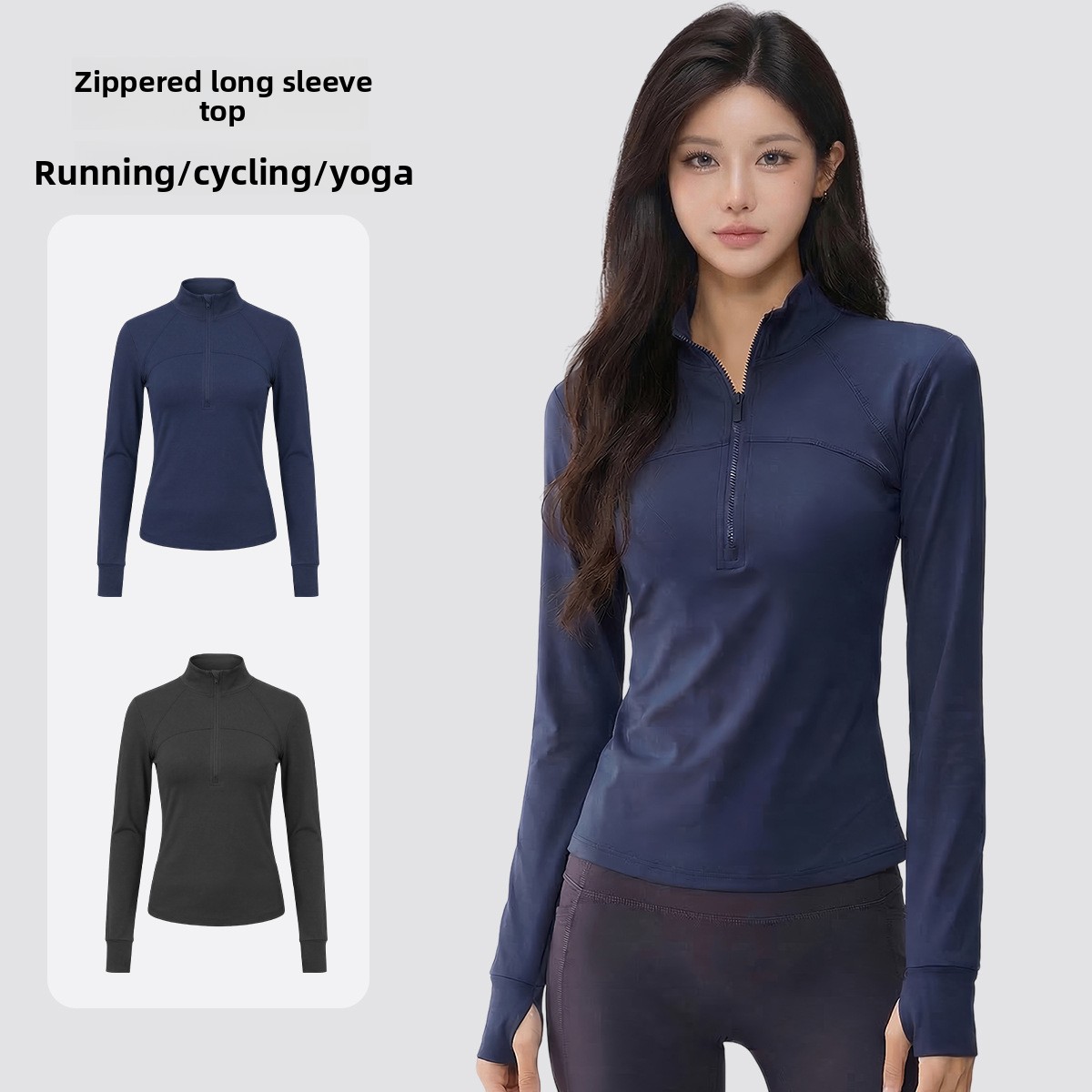 Half-zip Stand Collar Sports Jacket Quick-dry Slim Fit Yoga & Fitness Top for Outdoor Running