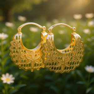 Pendientes de Aro Dorados E4519 con Diseño Floral para Mujer, Aleación de Zinc, Estilo Bohemia, Joyería de Moda - Product Image 2