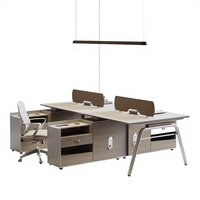 Poste de travail moderne en bois pour 2, 4 ou 6 personnes avec cloison de bureau, chaise et table d'ordinateur, écologique