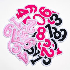 4.5cm pink Jersey Numbers 0-9 Embroidery Patch DIY Clothes Embroidered Number <b>Iron</b> on Patches for Backpack Shoes Hats Decoration - Product Image 4