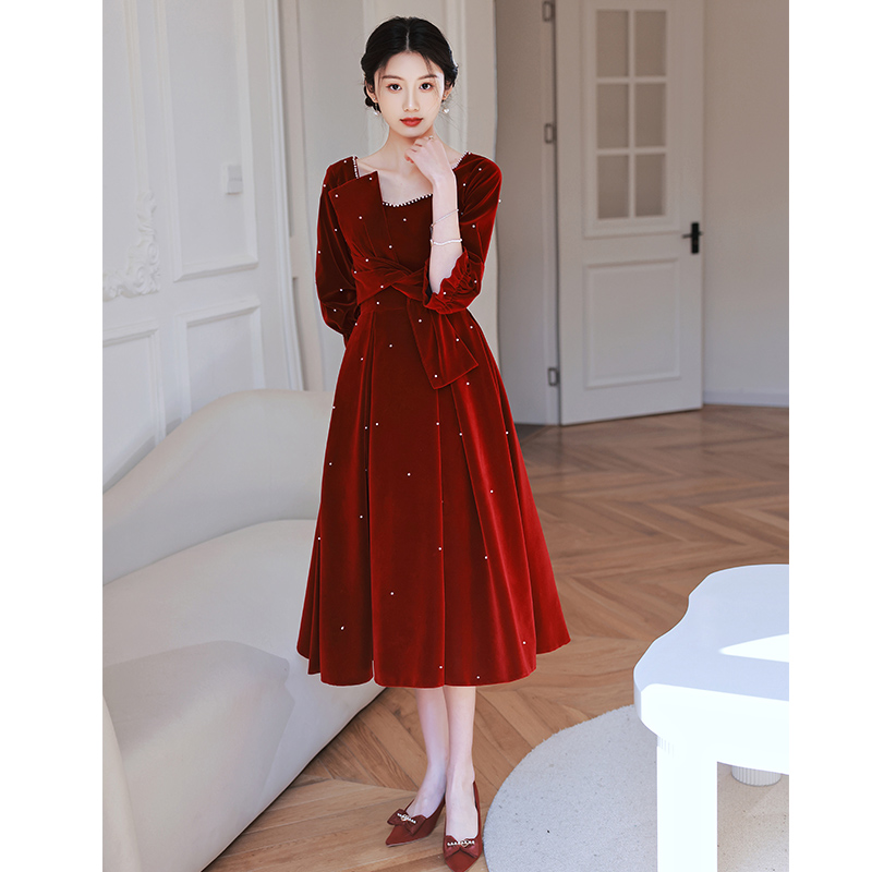 open lace back dress Tuckernuck Red Velvet Silk Haley Dress Red / 12 main image 1
