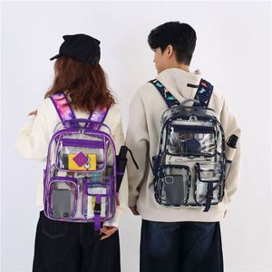 Unisex Clear <b>Backpacks</b> <b>Waterproof</b> Transparent PVC <b>School</b> Bags Large Capacity College Students PVC Bags - Product Image 5