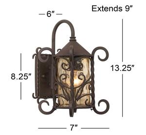 Applique murale extérieure <span class=keywords><strong>en</strong></span> bois massif de 13 1/<span class=keywords><strong>4</strong></span> pouces, luminaire style rustique, bois massif, extension <span class=keywords><strong>en</strong></span> noyer noir, verre martelé de Champagne, pour maison extérieure, porche - Product Image 3