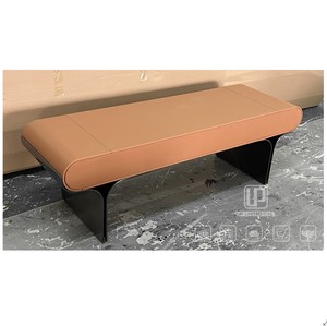 Updecors Italian Style Stainless Steel Frame <b>Stools</b> Villa <b>Bedroom</b> Bed End <b>Stool</b> Shoe Pu Leather for Hotel Home Stainless Steel F - Product Image 1