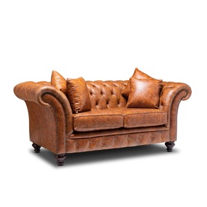Premium Vintage Leather Chesterfield Loveseat 2 Seater Tufted <b>Sofa</b> for Living Room Wholesale - Product Image 1