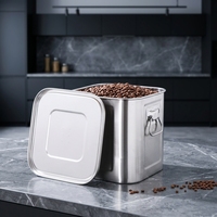 Conteneur de stockage alimentaire hermétique en acier inoxydable pour grains de café, farine, riz, noix et nourriture pour oiseaux sauvages avec couvercle à boucle